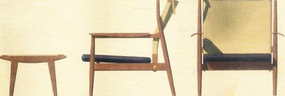 FINN JUHL (1912-1989) Paire de chaises 108 Palissandre et cuir bleu Réalisées par...