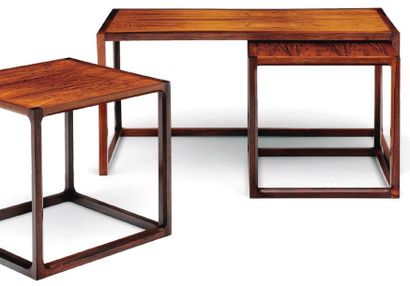 AKSEL KJÆRSGAARD Tables basses gigognes Palissandre Vers 1950 H_47,5 cm L_95 cm P_47,5...