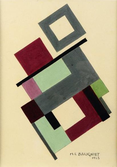 MARCEL-LOUIS BAUGNIET (1896-1995) Composition abstraite Gouache sur papier Signée...