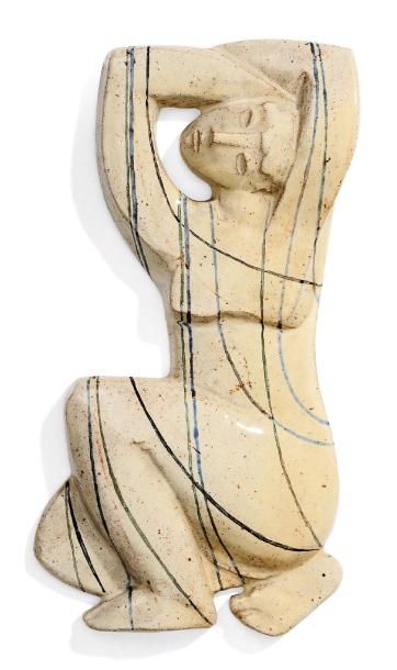 JAN COX Sculpture Grès Signée Vers 1950 H_32 cm L_17,5 cm