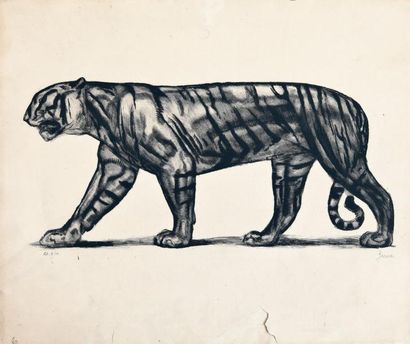 PAUL JOUVE (1880-1973) Le tigre Gravure E. A. 8/10 Signée Jouve H_45,5 cm L_53,5...