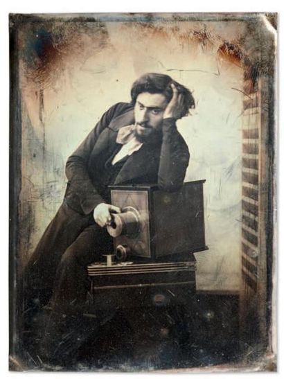 Attribués à Auguste Mestral et Gustave Le Gray Portrait présumé de Gustave Le Gray...