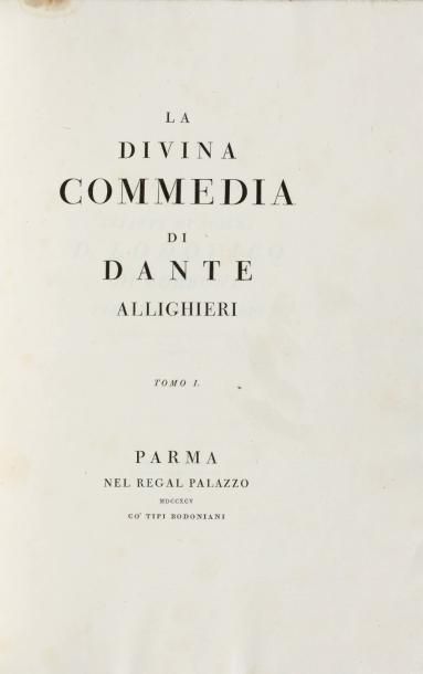 null [BODONI]. DANTE ALIGHIERI. La Divina Commedia. Parma, Co' Tipi Bodoniani, 1795....