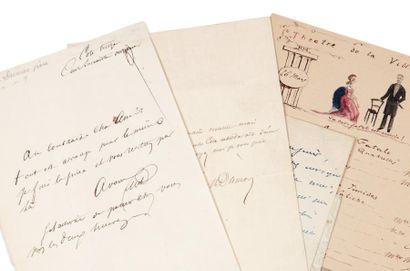 DUMAS Alexandre père et fils (1802-1870, 1824-1895) 2 Lettres autographes signées...