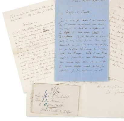 GOUNOD Charles (1818-1893) 6 Lettres autographes signées et 1 pièce autographe, 1861-1863,...