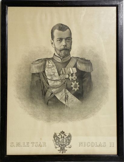 null Lithographie représentant S. M. le Tsar Nicolas II de Russie. 

Travail français....
