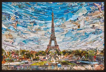 Vik Muniz (né en 1961) Eiffel Tower (Postcards from Nowhere), 2015 Digital C-Print....