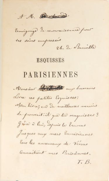 Théodore de BANVILLE. Parisian sketches. Scènes de la vie. Paris, Poulet-Malassis...