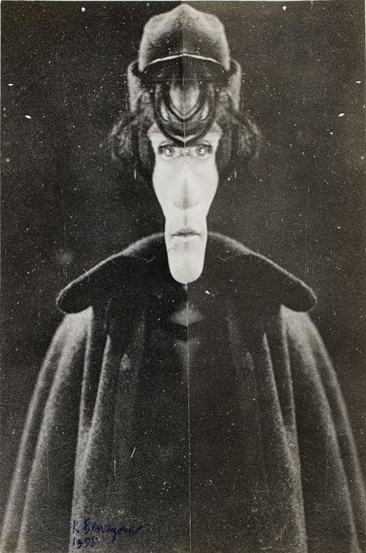 Robert BENAYOUN. Portrait d'Antonin Artaud. La Digitale s'affole. 1955.
Photomontage...