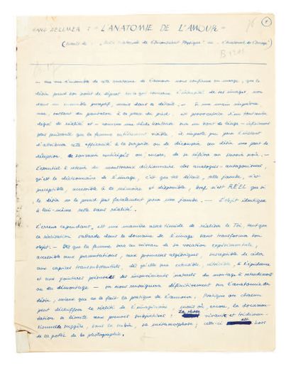 Hans BELLMER. L'Anatomie de l'amour. 1945.
Manuscrit autographe signé, avec 4 ratures...
