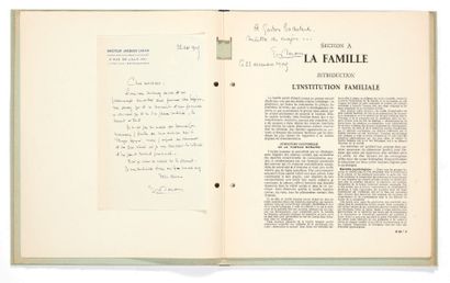 LACAN, Jacques. Circonstances et Objets de l'activité psychique. Section A. La Famille.
[Paris,...
