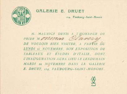 [GIDE, André.] Maurice Denis exhibition. From November 22 to December 10 (Sundays...