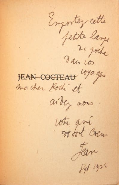 COCTEAU, Jean. Le Secret professionnel. Paris, Librairie Stock, 1922.
In-16 [139...