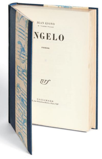 GIONO, Jean. Angelo. Roman. Paris, Gallimard, [1958].
In-8 [204 x 139] de 243 pp.,...
