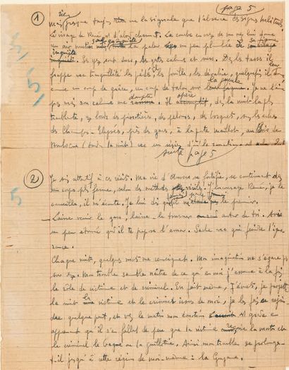 GENET, Jean. Le Journal du voleur.
Autograph fragments accompanied by their typing,...