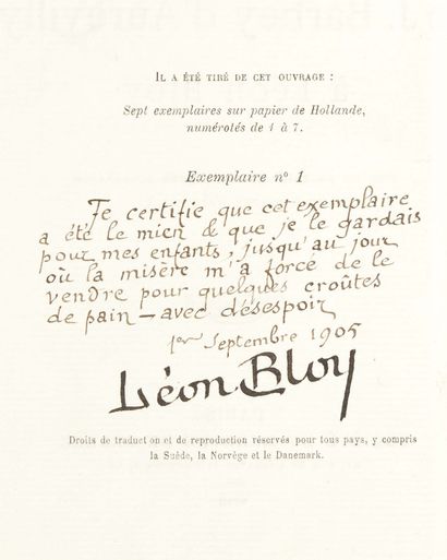 BARBEY D'AUREVILLY (Jules). Lettres à Léon Bloy.
Paris, Société du Mercure de France,...