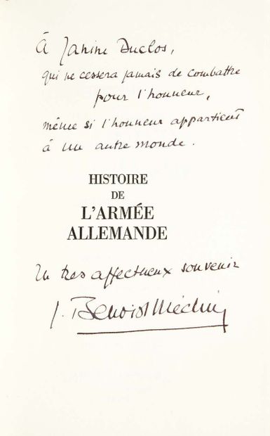 Jacques BENOIST-MECHIN (1901 – 1983) Histoire de l'armée allemande.
Paris, Albin...