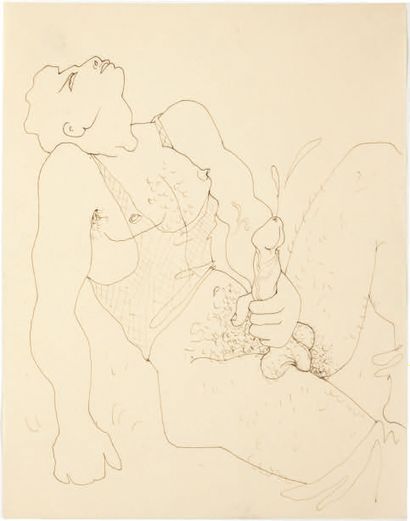 Jean COCTEAU. Deux compositions érotiques. Sans lieu ni date [vers 1947].
2 dessins...