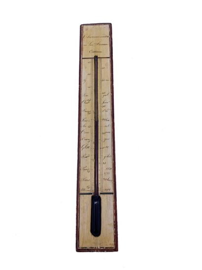 null Thermomètre centigrade écrit sur bois peint, signé Thermomètre de Jean Ferrari...
