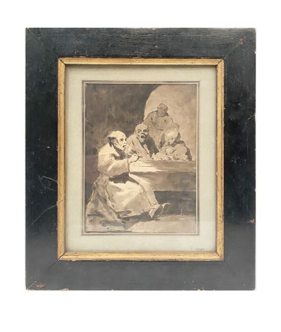 Suiveur de Goya, le repas des moines. 
H_21,5...