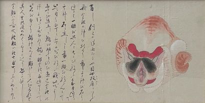 JAPON - Epoque EDO (1603 - 1868), XVIIIe siècle Suite de six encres polychromes sur...