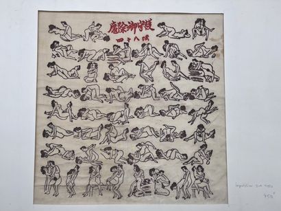 JAPON et Chine - XXe siècle Deux impressions sur soie, différentes positions du Kamasutra.
H_29...