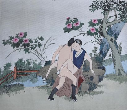 null LE LIVRE DE L'OREILLER Chinese erotic prints.
50 facsimile reproductions with...