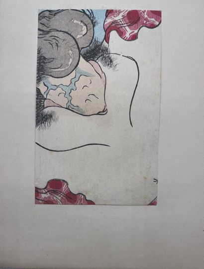 JAPON - Epoque MEIJI (1868 - 1912) Ensemble de dessins :
- Page d'album découpé,...