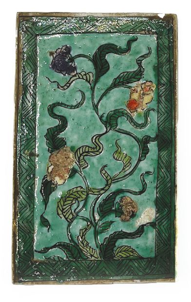 CHINE - XVIIIe siècle Porcelain pillow enamelled polychrome of the green family of...