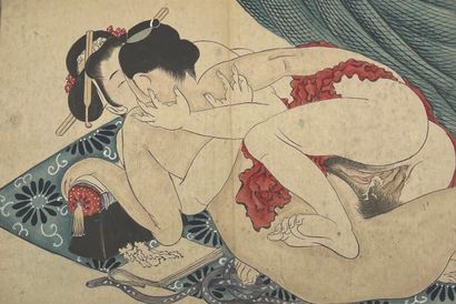 JAPON - ÉPOQUE EDO (1603 - 1868), XIXe SIÈCLE D'après Kitagawa Utamaro (1753?-1806)...