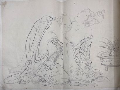 JAPON - Epoque MEIJI (1868 - 1912) Album de 98 pages dont 97 illustrations représentant...