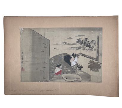 JAPON - FIN XIXe SIÈCLE D'après Chobunsai Eishi (1756-1829) : Deux encres et couleurs...