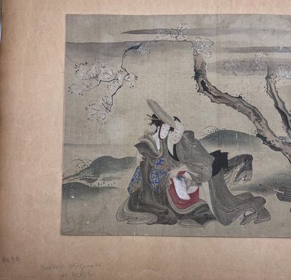 JAPON - FIN XIXe SIÈCLE D'après Chobunsai Eishi (1756-1829) : Two inks and colors...