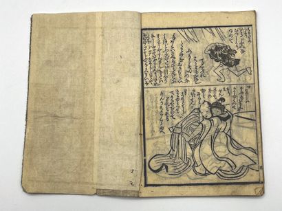 JAPON - MILIEU XIXe SIÈCLE Album in black and white and colors, twenty pages, embracing...