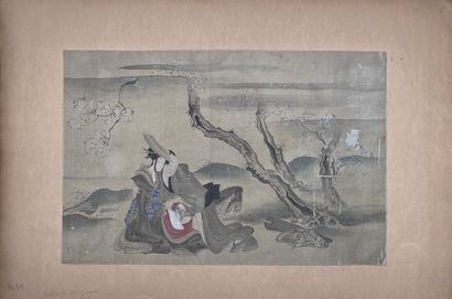 JAPON - FIN XIXe SIÈCLE D'après Chobunsai Eishi (1756-1829) : Deux encres et couleurs...