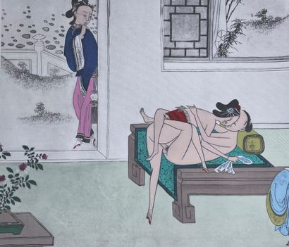 null LE LIVRE DE L'OREILLER Chinese erotic prints.
50 facsimile reproductions with...
