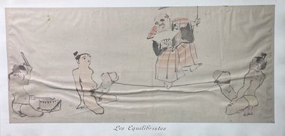 JAPON - Epoque EDO (1603 - 1868), XIXe siècle Album, encre polychrome sur papier,...