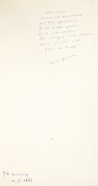 JOUHANDEAU, Marcel. Binche-Ana-Agnès. Paris, NRF, 1932 ; in-8 maroquin cerise, dos...