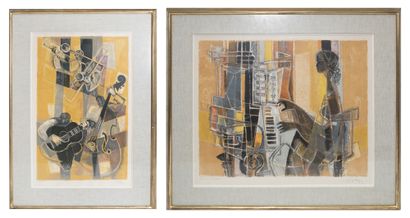 null ** Georges Dayez (1907 - 1991) Set of 2 lithographs: The cello, numbered 53/60,...