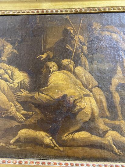 null Ecole Bolonaise du XVIIe siècle L’adoration des bergers Huile sur toile. H_30...