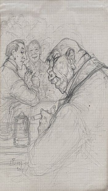 null Henri PRIVAT-LIVEMONT (1861-1936) Série Les Boches 1917 Pencil drawing H_29...