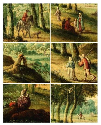 Attribué à Jasper van der Laanen (1575/95 - 1624/44) Paysages de forêt avec promeneurs...