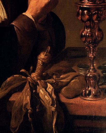 Wouter Pietersz Crabeth (Gouda 1593 - 1644) L' homme au brelan d'As Toile H_91 cm...