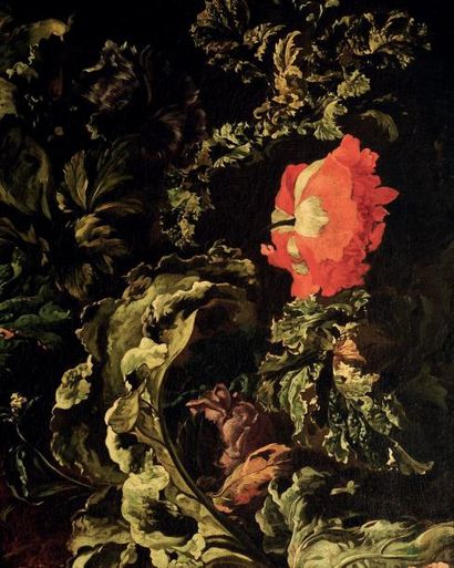 Jan Weenix (Amsterdam 1642 - 1719) Cacatoès blanc et gibier devant un buisson en...
