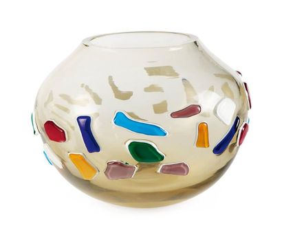 Luca Scacchetti (né en 1952) Édition limitée. Vase en verre de Murano coloré et soufflé...
