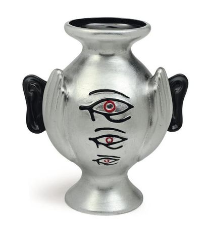 Cleto Munari Pièce unique dans cette couleur Vase en céramique argentée. 2010. Édition...