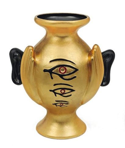 Cleto Munari Pièce unique dans cette couleur Vase en céramique dorée. 2010. Édition...