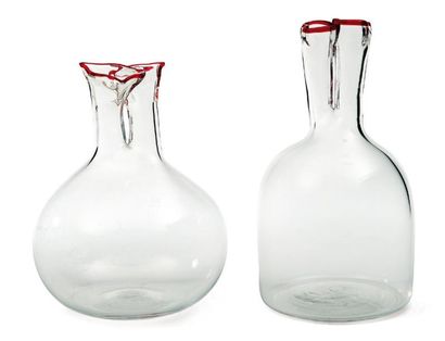 Cleto Munari (né en 1930) Pièces uniques. Ensemble de deux carafes en verre de Murano...