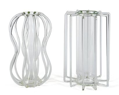 Cleto Munari (né en 1930) Pièces uniques, Ensemble de deux vases en verre. 2008....