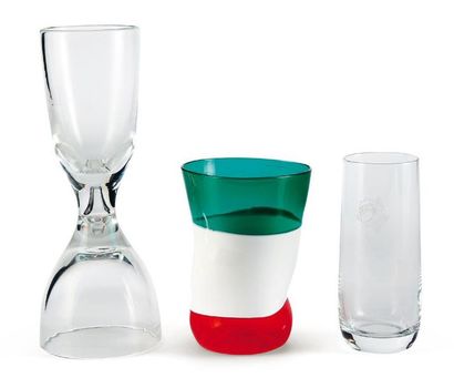 Cleto Munari (né en 1930) Pièces uniques, Suite de trois verres en verre de Murano...